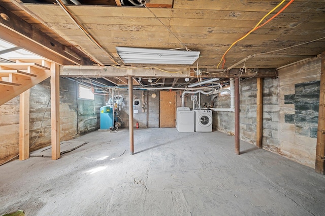 basement with independent washer and dryer