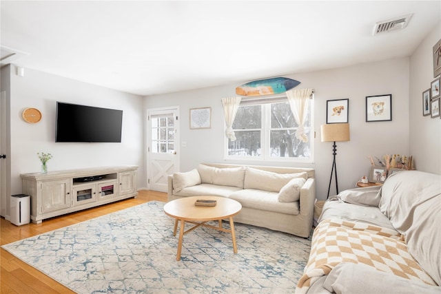 living room featuring light hardwood / wood-style floors