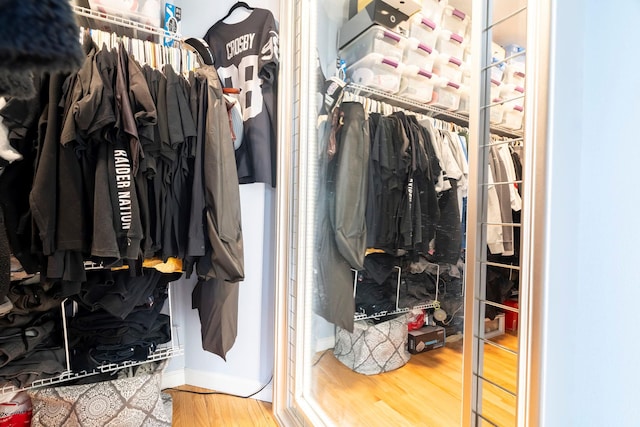 walk in closet featuring wood finished floors