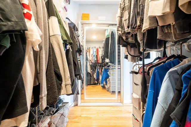 walk in closet featuring light wood-type flooring