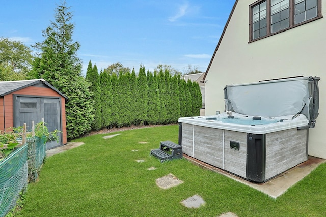 view of yard featuring an outdoor structure and a storage unit