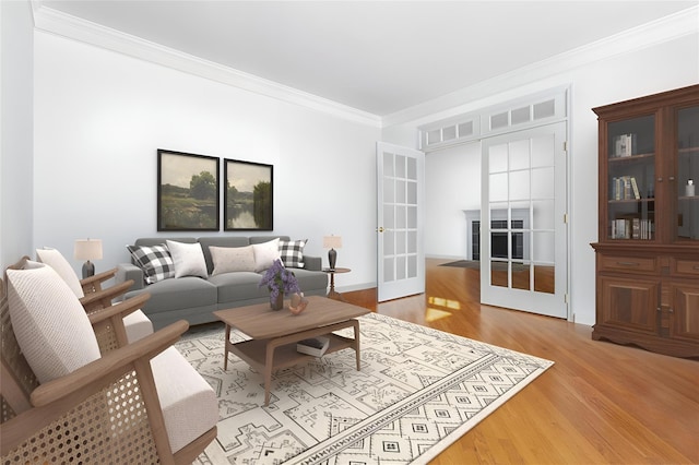 28 Teal Ln, Brewster, NY 10509 - living room featuring ornamental molding, wood finished floors, french doors, and baseboards