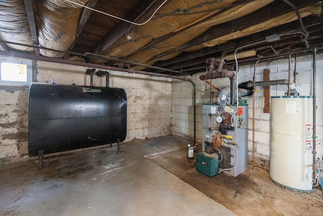 basement with gas water heater