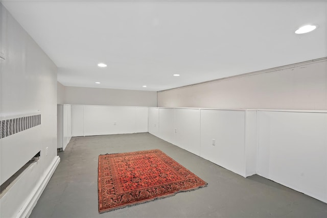 basement featuring recessed lighting