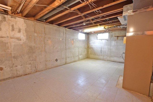 basement featuring tile patterned floors