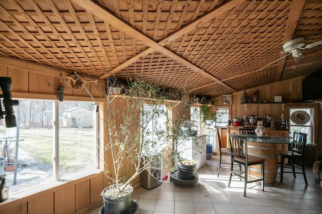 interior space featuring vaulted ceiling