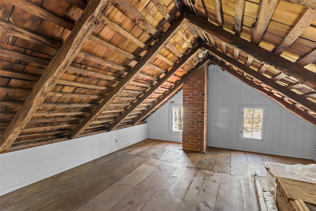 view of unfinished attic