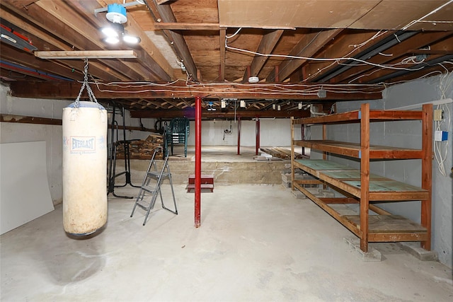 view of unfinished basement