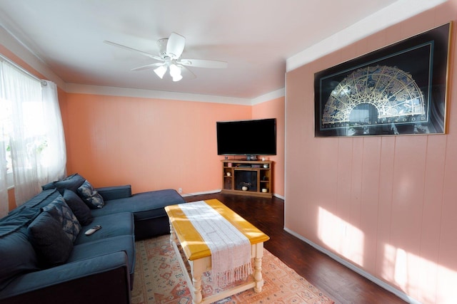 203 Front Ave, Brentwood, NY 11717 - living area featuring ceiling fan and wood finished floors