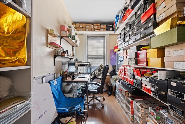 office space featuring wood finished floors