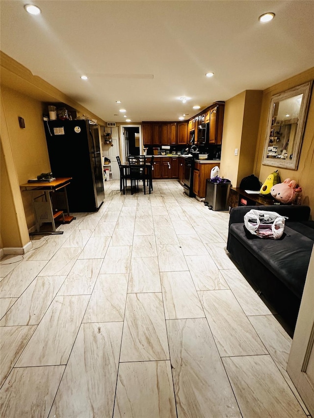 interior space featuring black appliances