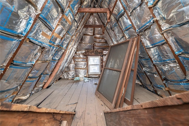 view of unfinished attic