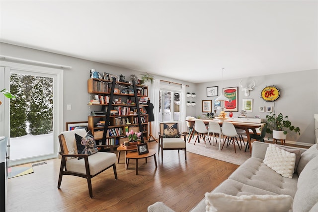 living room with wood-type flooring