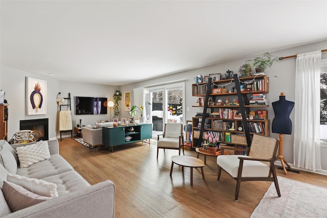 living room with light wood-type flooring