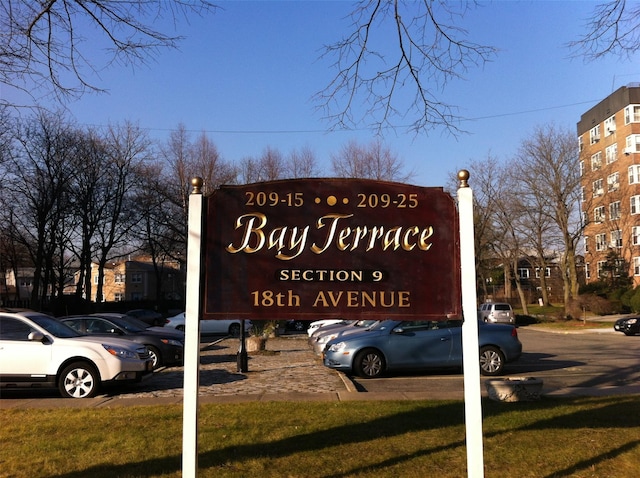 view of community sign