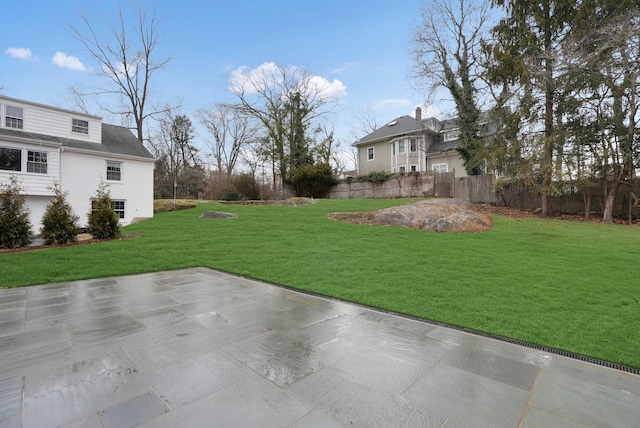 view of yard with a patio area and fence