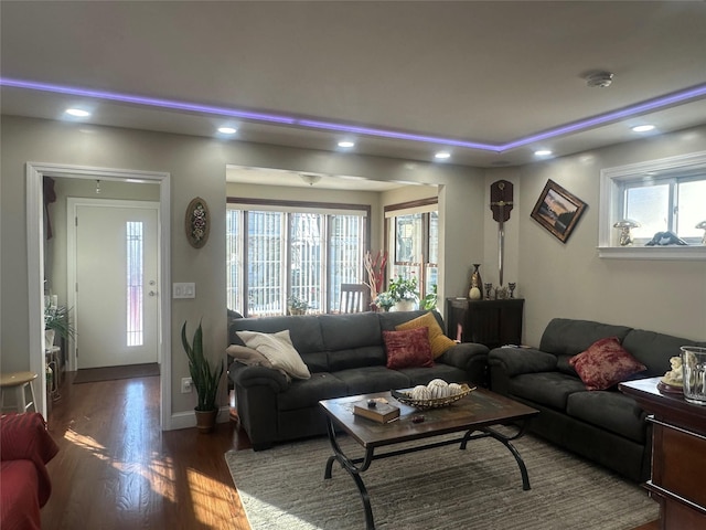 110-37 213th St, Queens Village, NY 11429 - living room with dark hardwood / wood-style floors