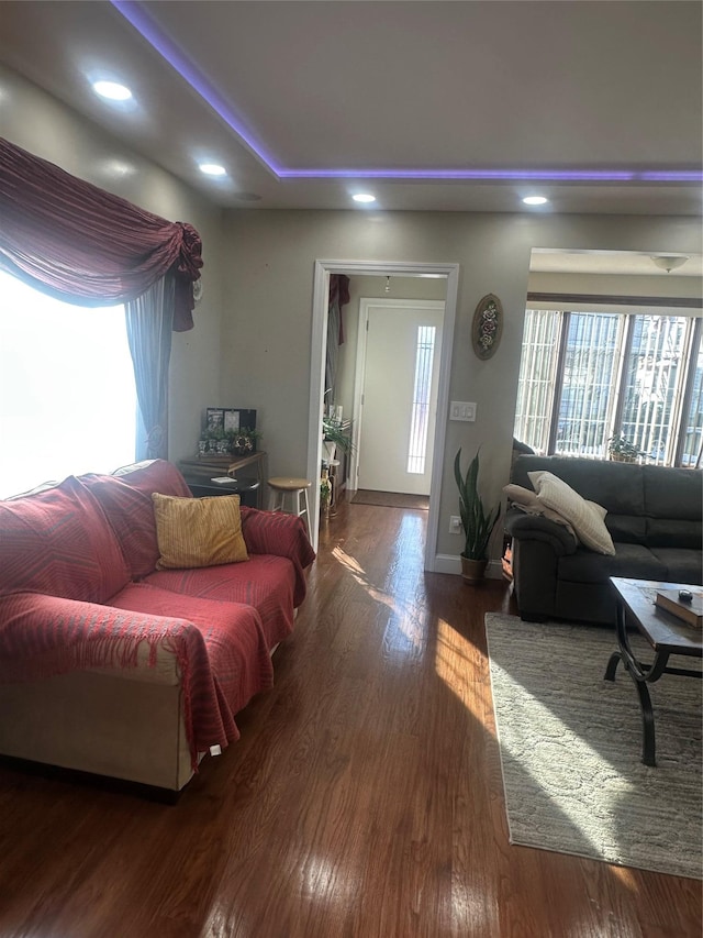 110-37 213th St, Queens Village, NY 11429 - living room featuring dark hardwood / wood-style flooring