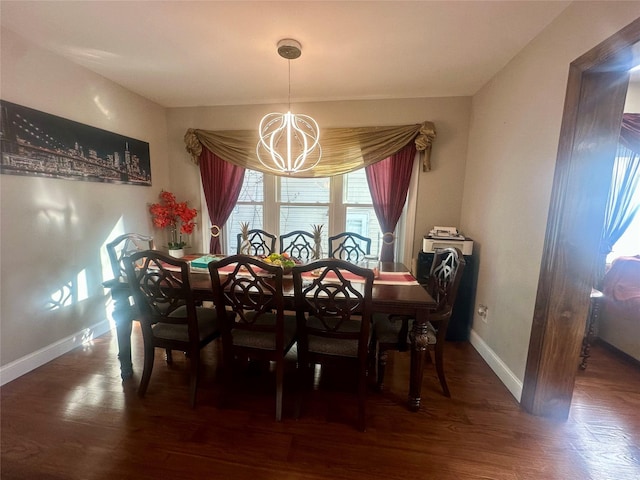 110-37 213th St, Queens Village, NY 11429 - dining area featuring dark wood-type flooring and an inviting chandelier