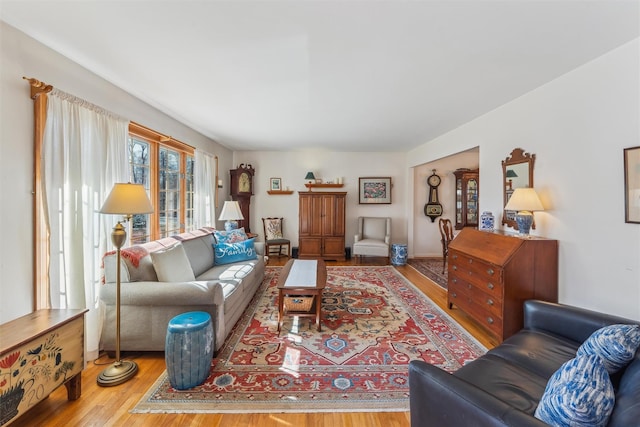 living room with wood finished floors