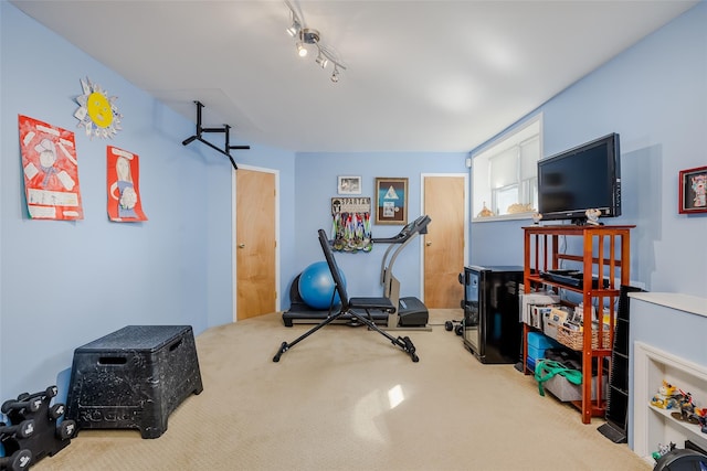 exercise room with carpet