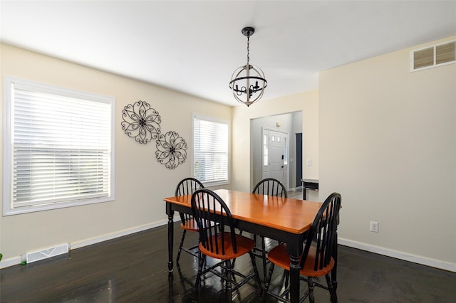 125 Cedar Hill Rd, Wappingers Falls, NY 12590 - dining space with a chandelier, baseboards, and dark wood-style flooring