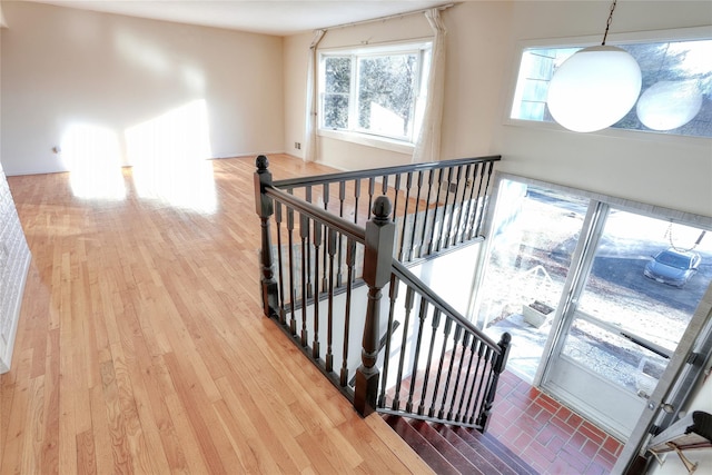 staircase with wood finished floors