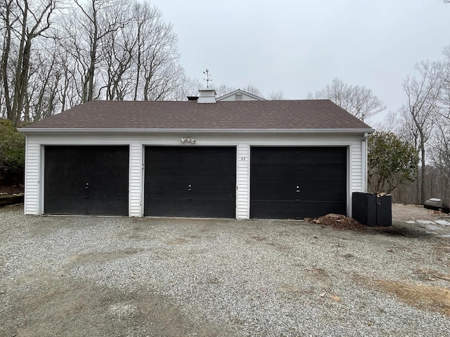 view of detached garage