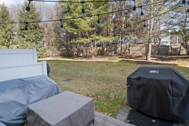 view of yard featuring a fenced backyard