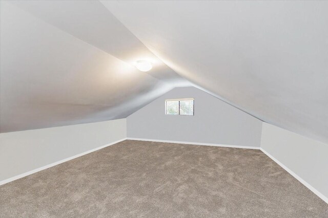 additional living space featuring lofted ceiling, baseboards, and carpet