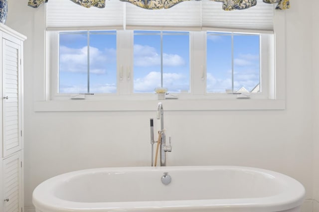 full bathroom with a freestanding bath