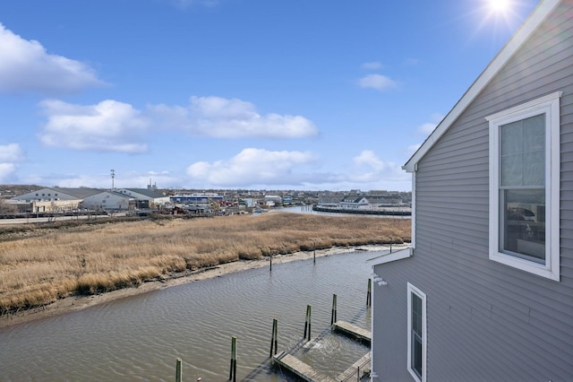 exterior space featuring a water view