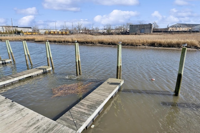 view of dock featuring a water view