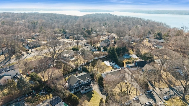 drone / aerial view with a forest view