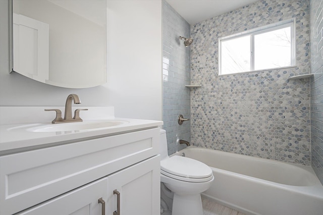 full bathroom with toilet, shower / bath combination, and vanity