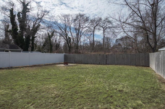 view of yard featuring a fenced backyard