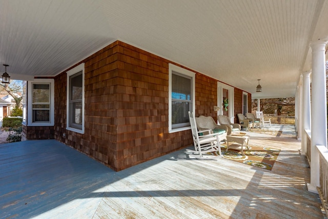 deck featuring covered porch