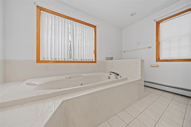 97 Ludlam Rd, Monroe, NY 10950 - full bathroom featuring a baseboard heating unit, a tub with jets, and tile patterned floors