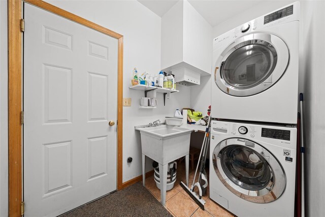 97 Ludlam Rd, Monroe, NY 10950 - laundry area with stacked washer / dryer and baseboards