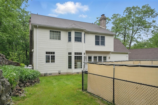 97 Ludlam Rd, Monroe, NY 10950 - back of house with a chimney, a yard, and crawl space