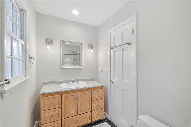 bathroom with toilet and vanity