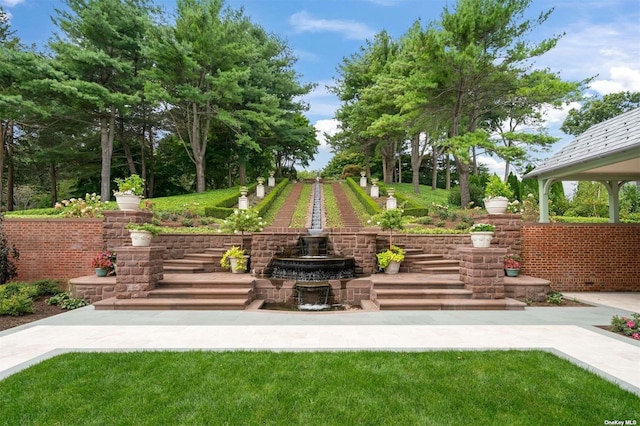 view of yard featuring stairway