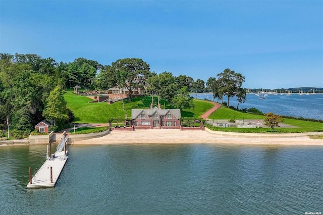 water view featuring a dock