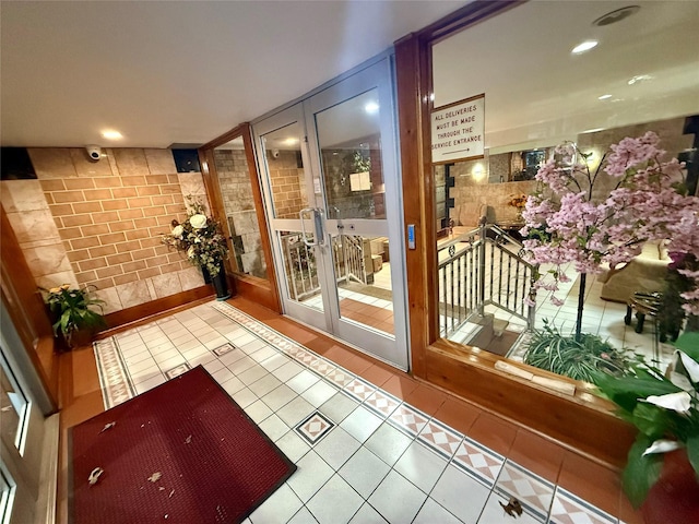 interior space featuring light tile patterned flooring