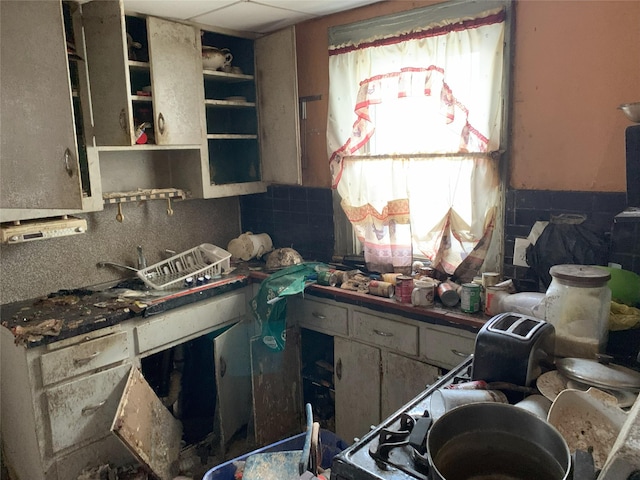 kitchen with open shelves