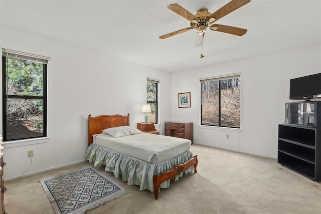 bedroom featuring multiple windows and carpet flooring