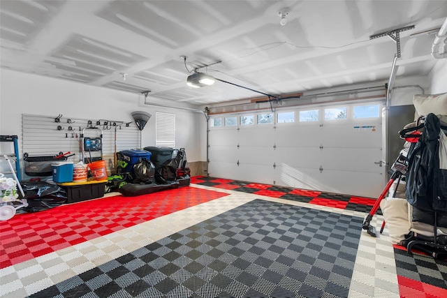 garage with a garage door opener