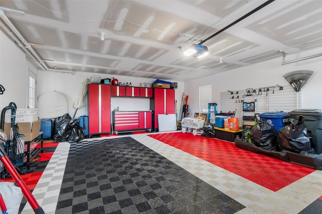 garage with a garage door opener