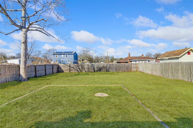 view of yard with a fenced backyard