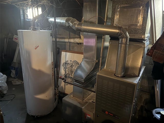 utility room with gas water heater